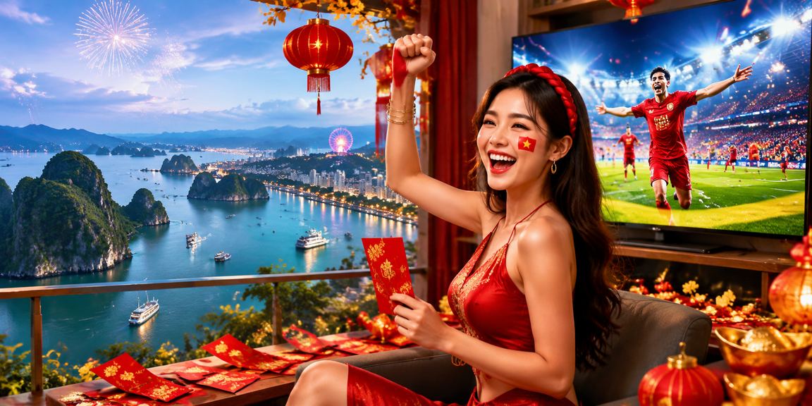 Đèn lồng và phong bao đỏ tại Hạ Long gợi lên không khí may mắn và lễ hội của người Việt